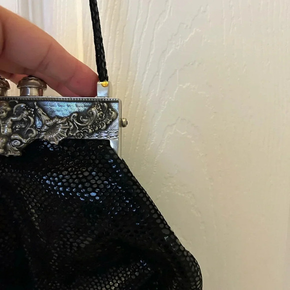 Moulin Rouge by James Culver Black Shimmer Leather Handbag - Picture 7 of 9